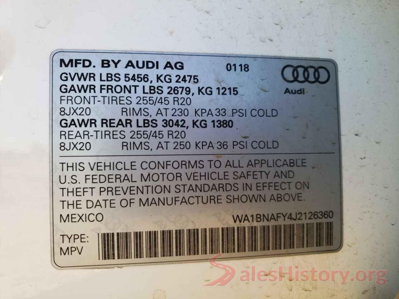 WA1BNAFY4J2126360 2018 AUDI Q5