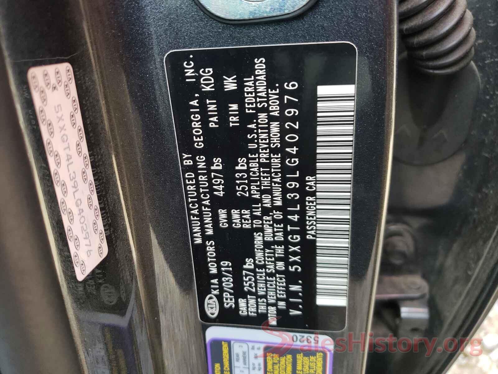 5XXGT4L39LG402976 2020 KIA OPTIMA