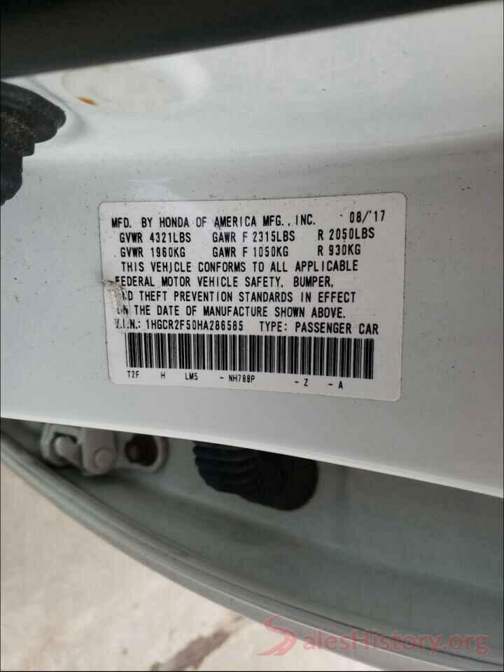 1HGCR2F50HA286585 2017 HONDA ACCORD