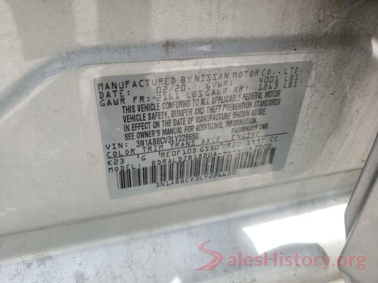 3N1AB8CV3LY226650 2020 NISSAN SENTRA