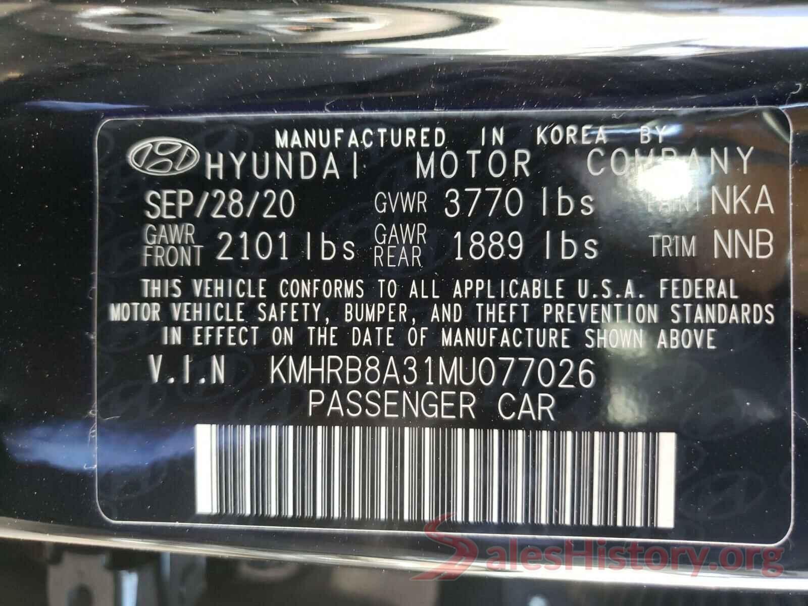 KMHRB8A31MU077026 2021 HYUNDAI VENUE