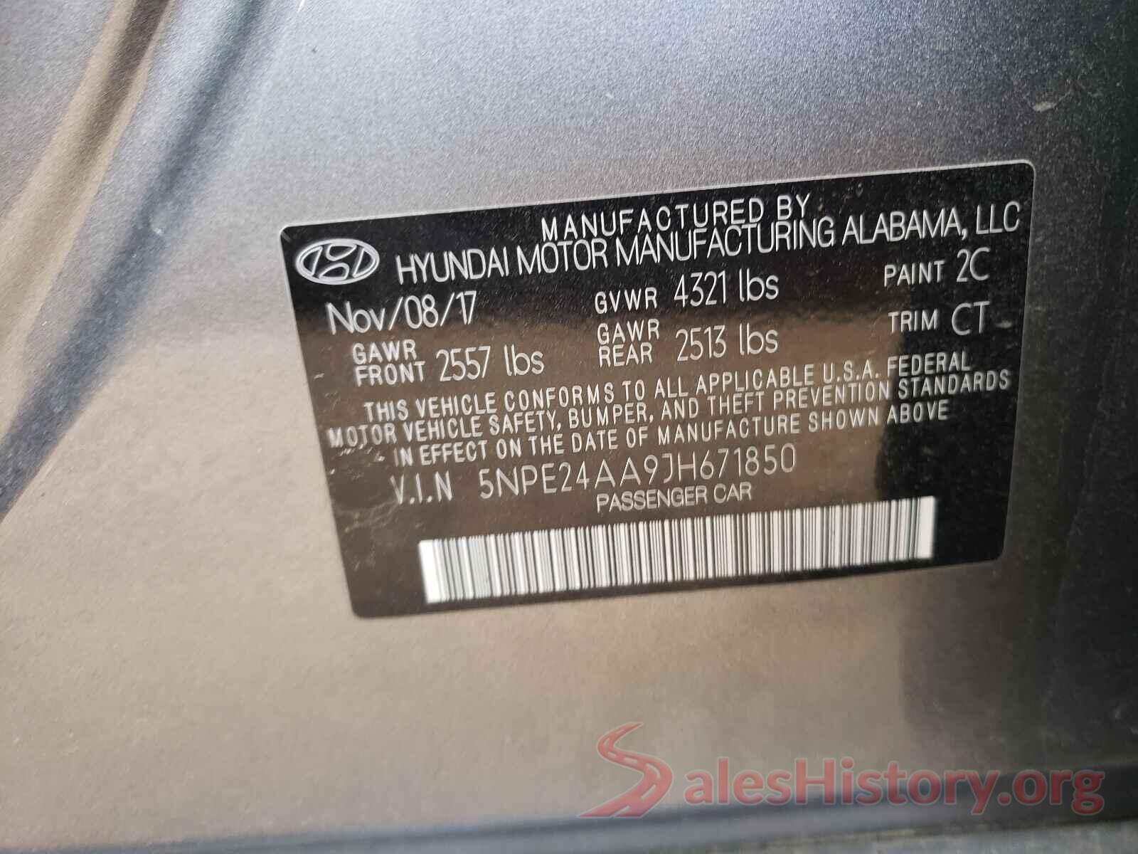 5NPE24AA9JH671850 2018 HYUNDAI SONATA