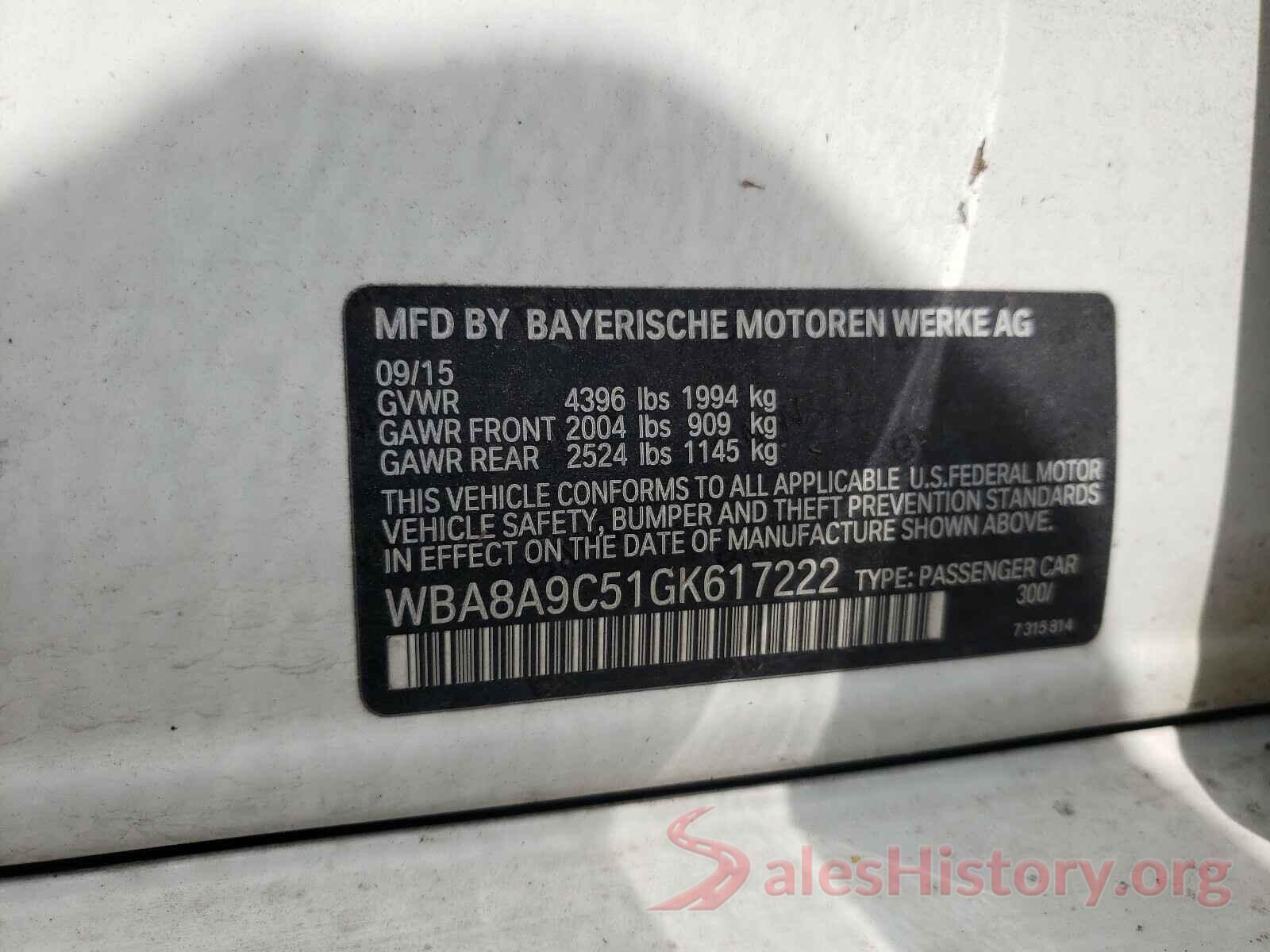 WBA8A9C51GK617222 2016 BMW 3 SERIES