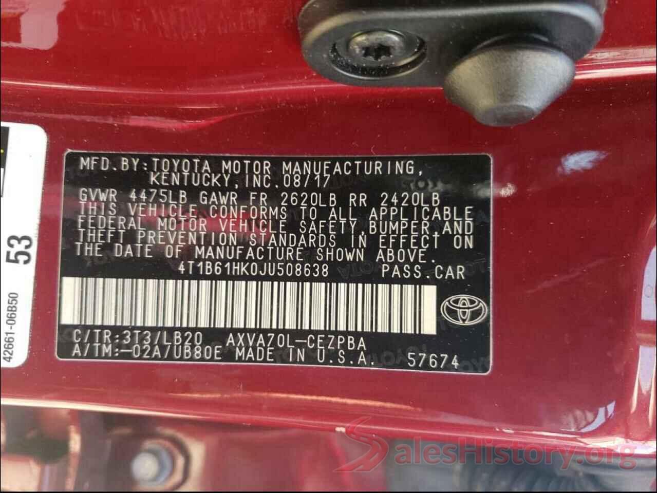 4T1B61HK0JU508638 2018 TOYOTA CAMRY