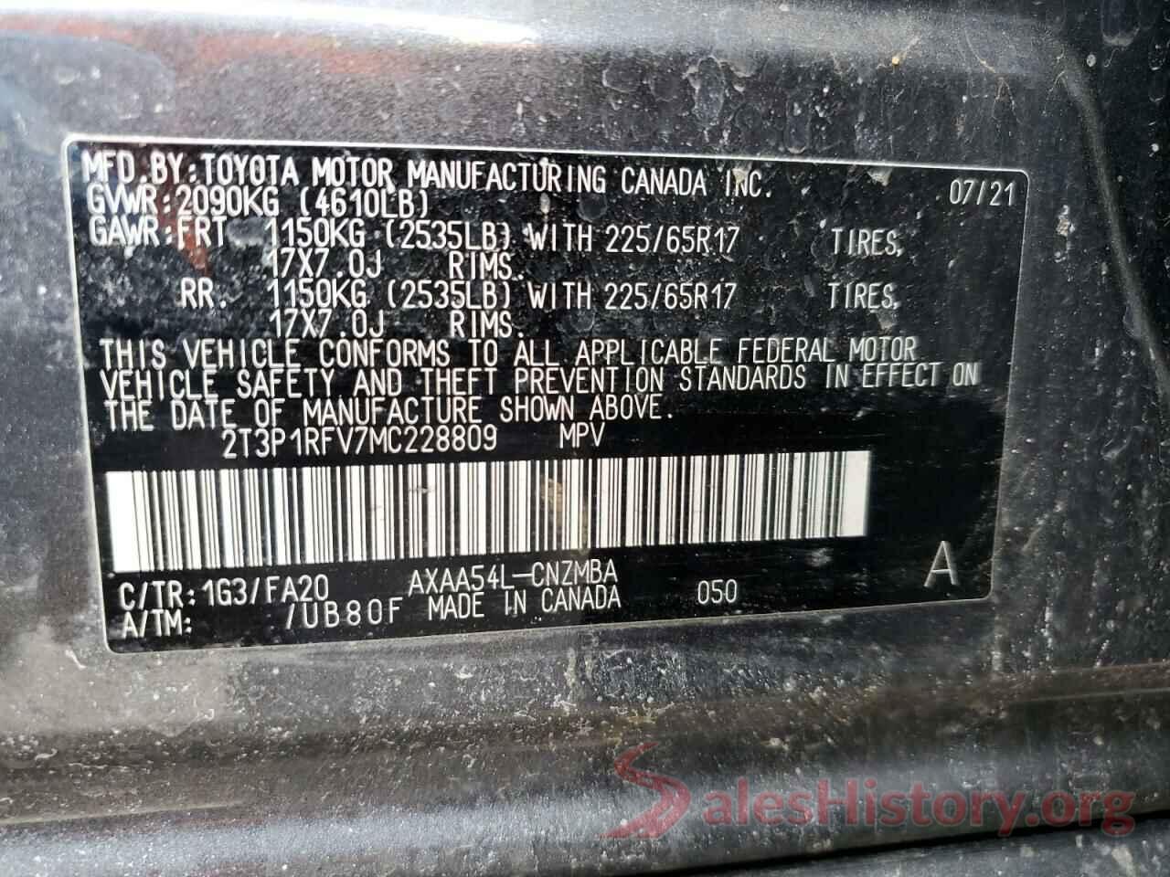 2T3P1RFV7MC228809 2021 TOYOTA RAV4