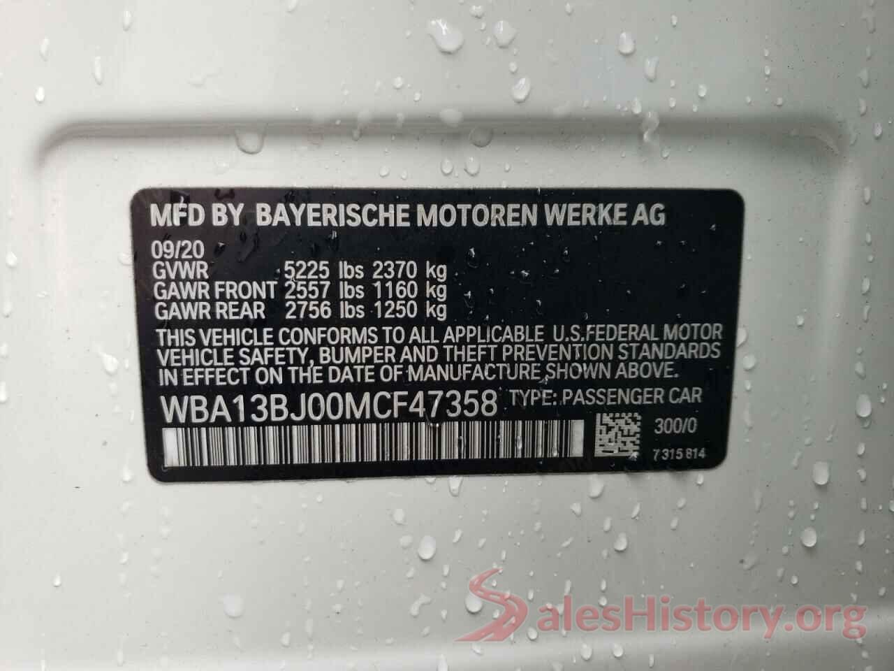 WBA13BJ00MCF47358 2021 BMW 5 SERIES