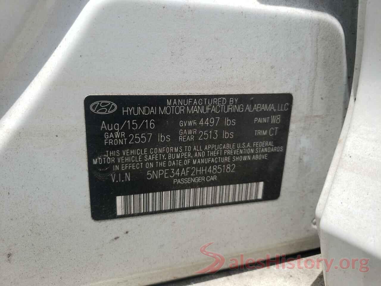 5NPE34AF2HH485182 2017 HYUNDAI SONATA