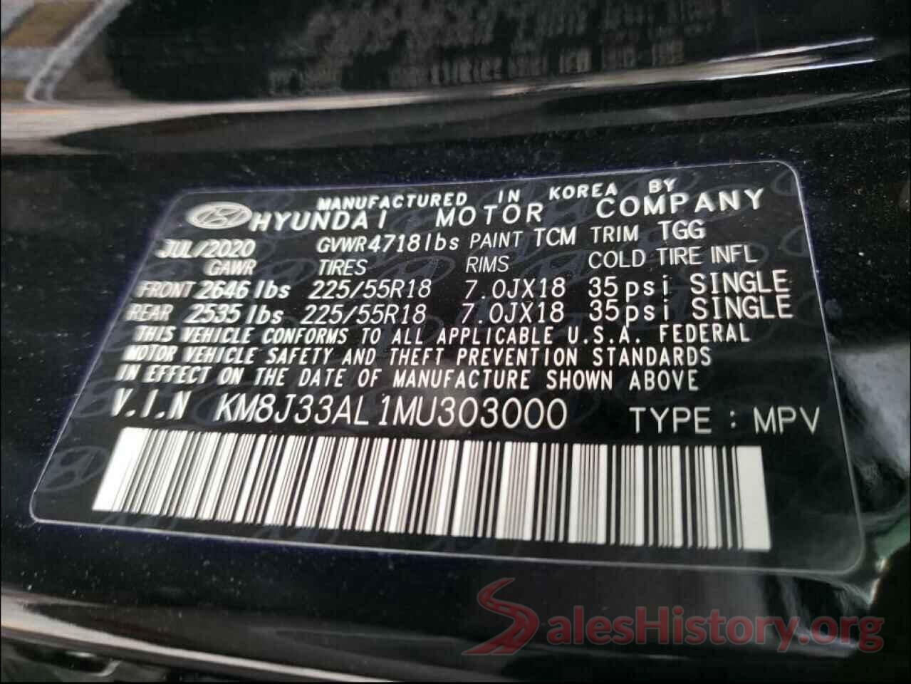 KM8J33AL1MU303000 2021 HYUNDAI TUCSON