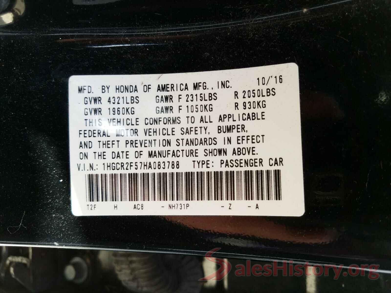 1HGCR2F57HA083788 2017 HONDA ACCORD