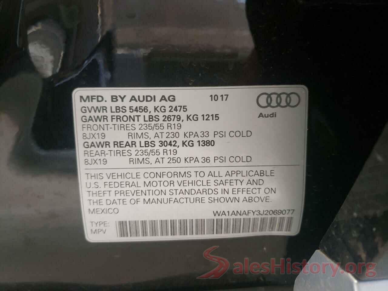 WA1ANAFY3J2069077 2018 AUDI Q5