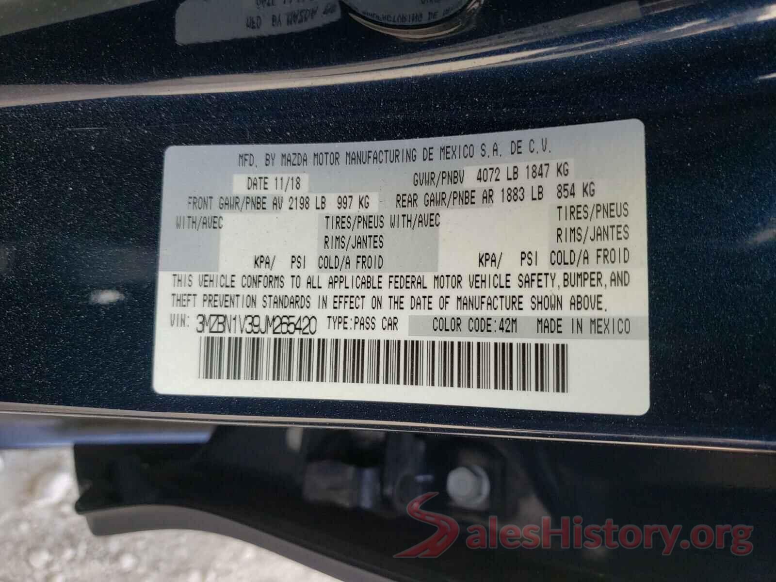 3MZBN1V39JM265420 2018 MAZDA 3