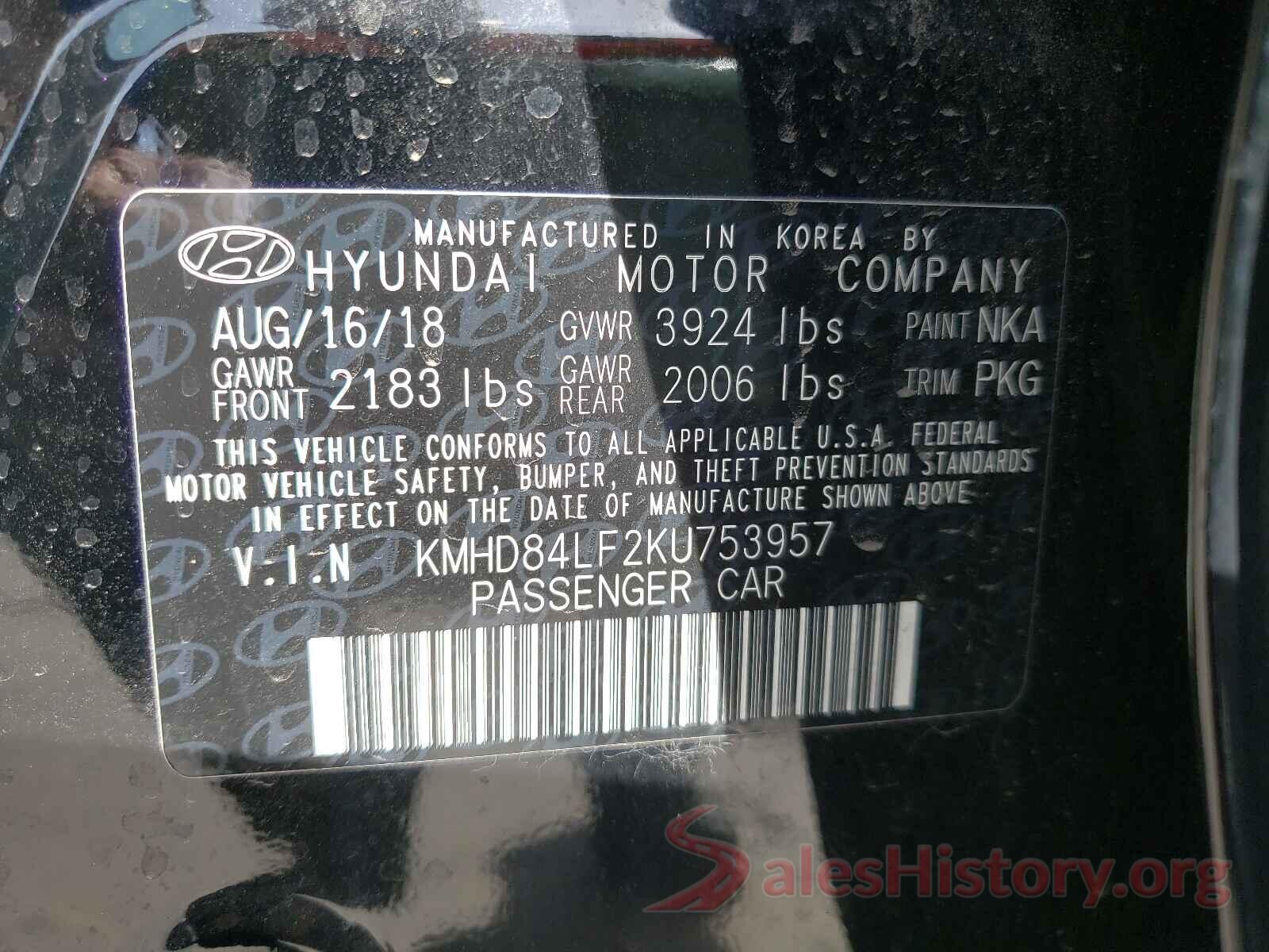 KMHD84LF2KU753957 2019 HYUNDAI ELANTRA