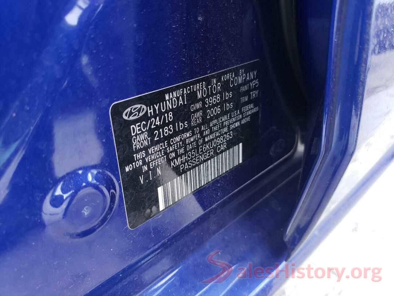 KMHH35LE6KU098263 2019 HYUNDAI ELANTRA