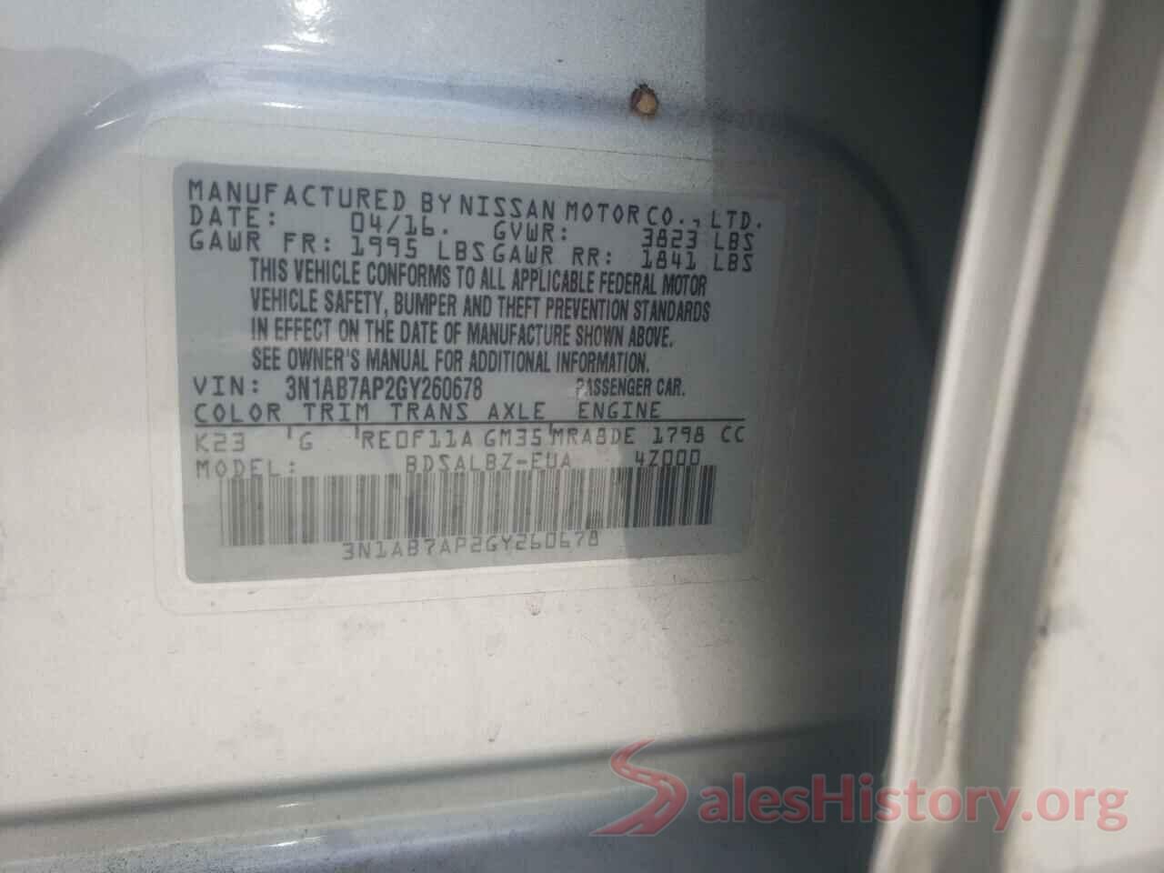 3N1AB7AP2GY260678 2016 NISSAN SENTRA