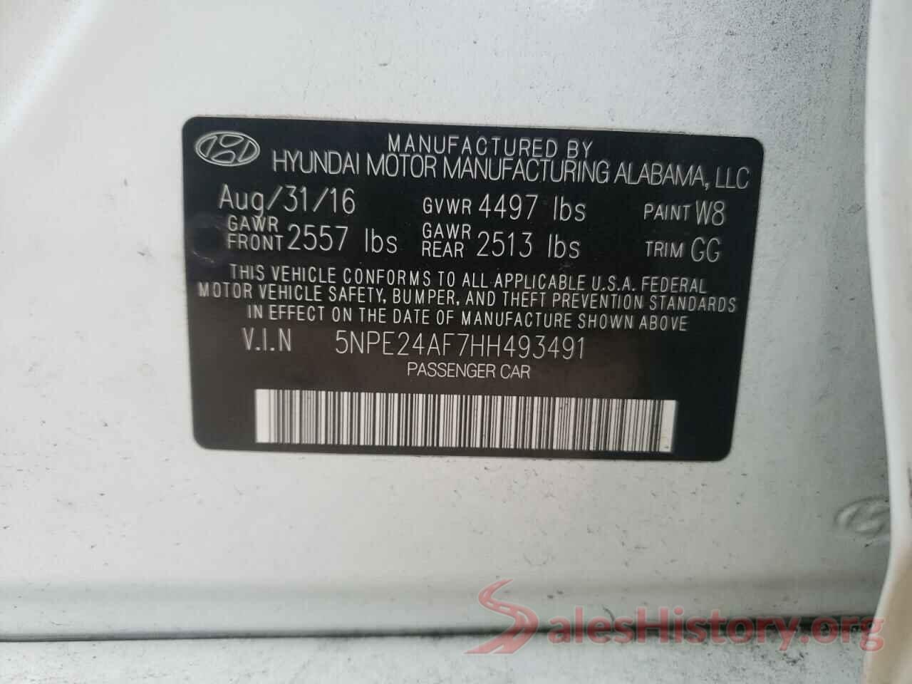 5NPE24AF7HH493491 2017 HYUNDAI SONATA