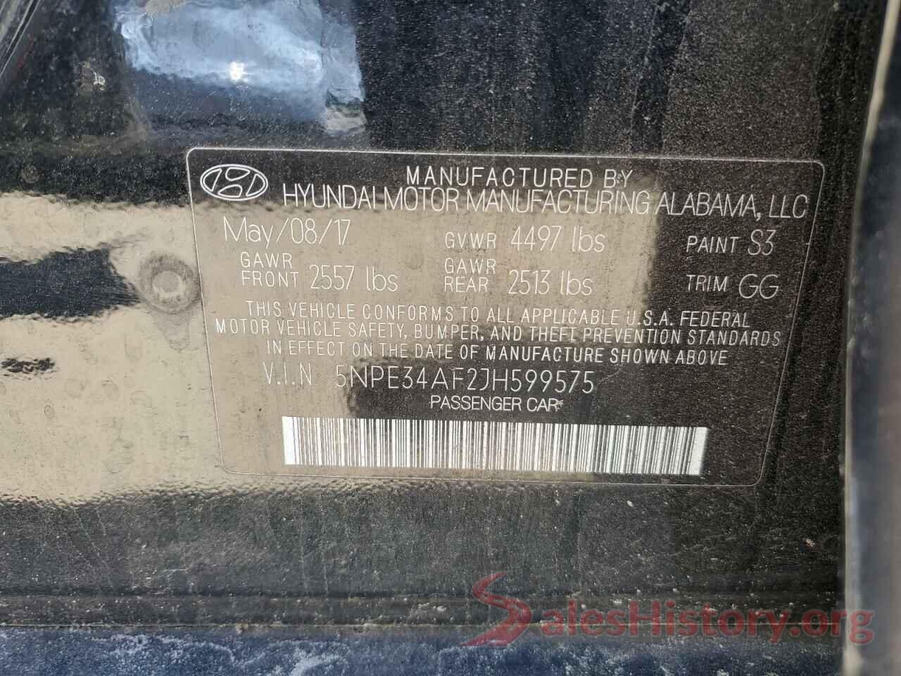 5NPE34AF2JH599575 2018 HYUNDAI SONATA