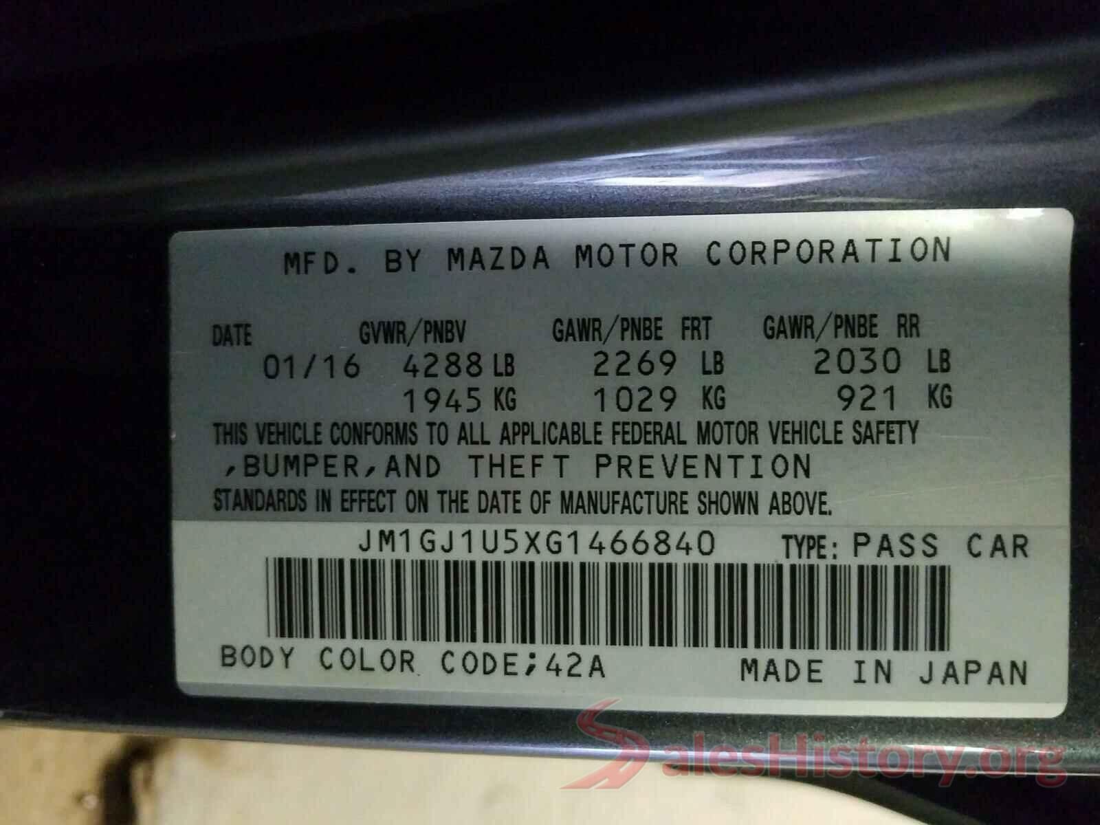 JM1GJ1U5XG1466840 2016 MAZDA 6