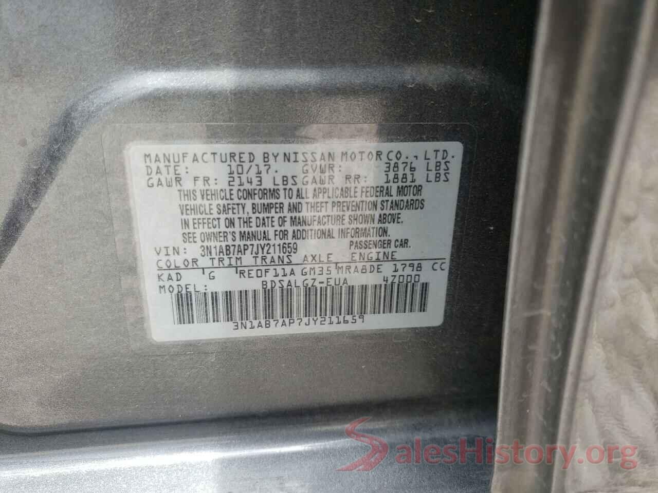 3N1AB7AP7JY211659 2018 NISSAN SENTRA