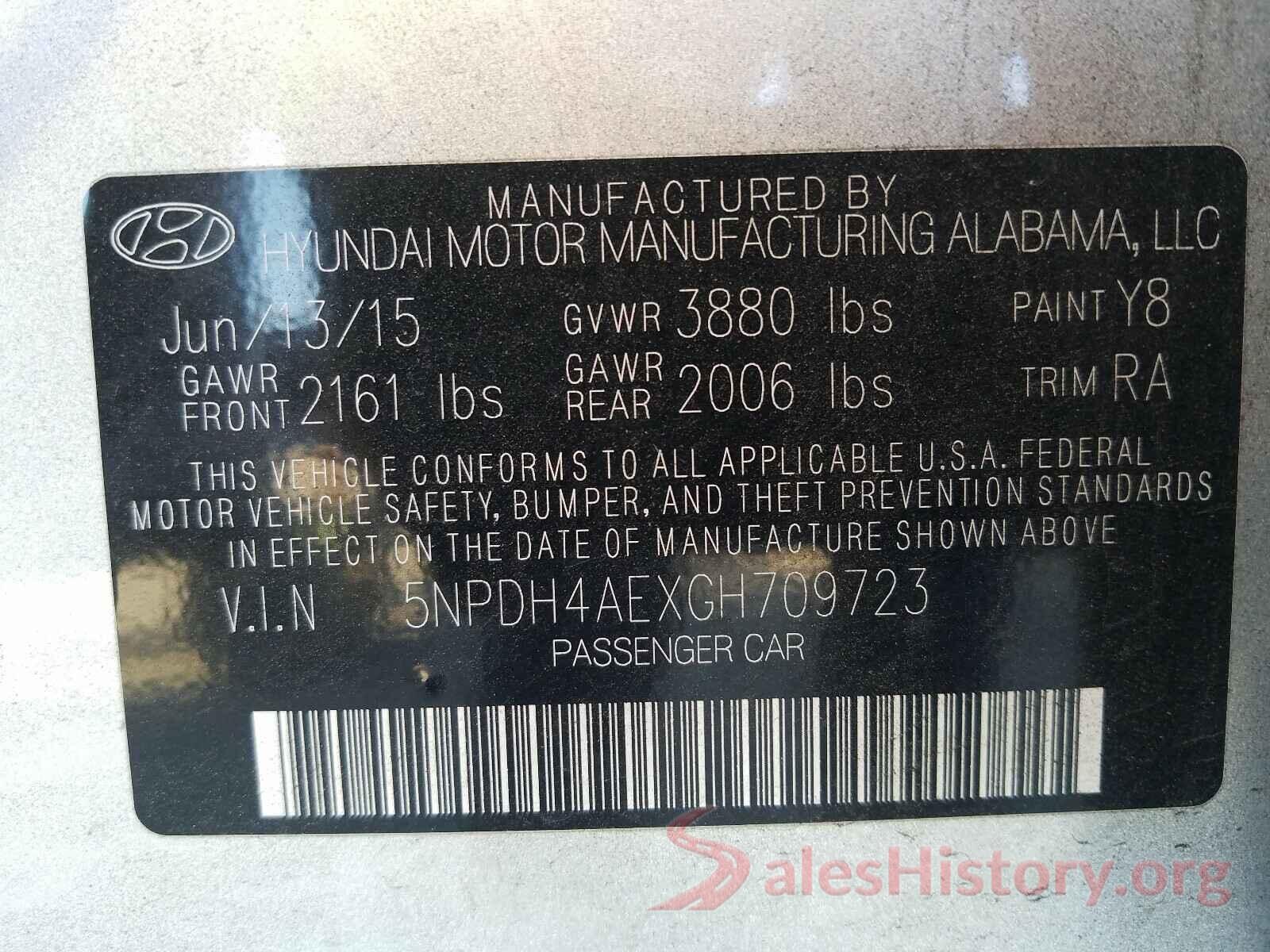 5NPDH4AEXGH709723 2016 HYUNDAI ELANTRA