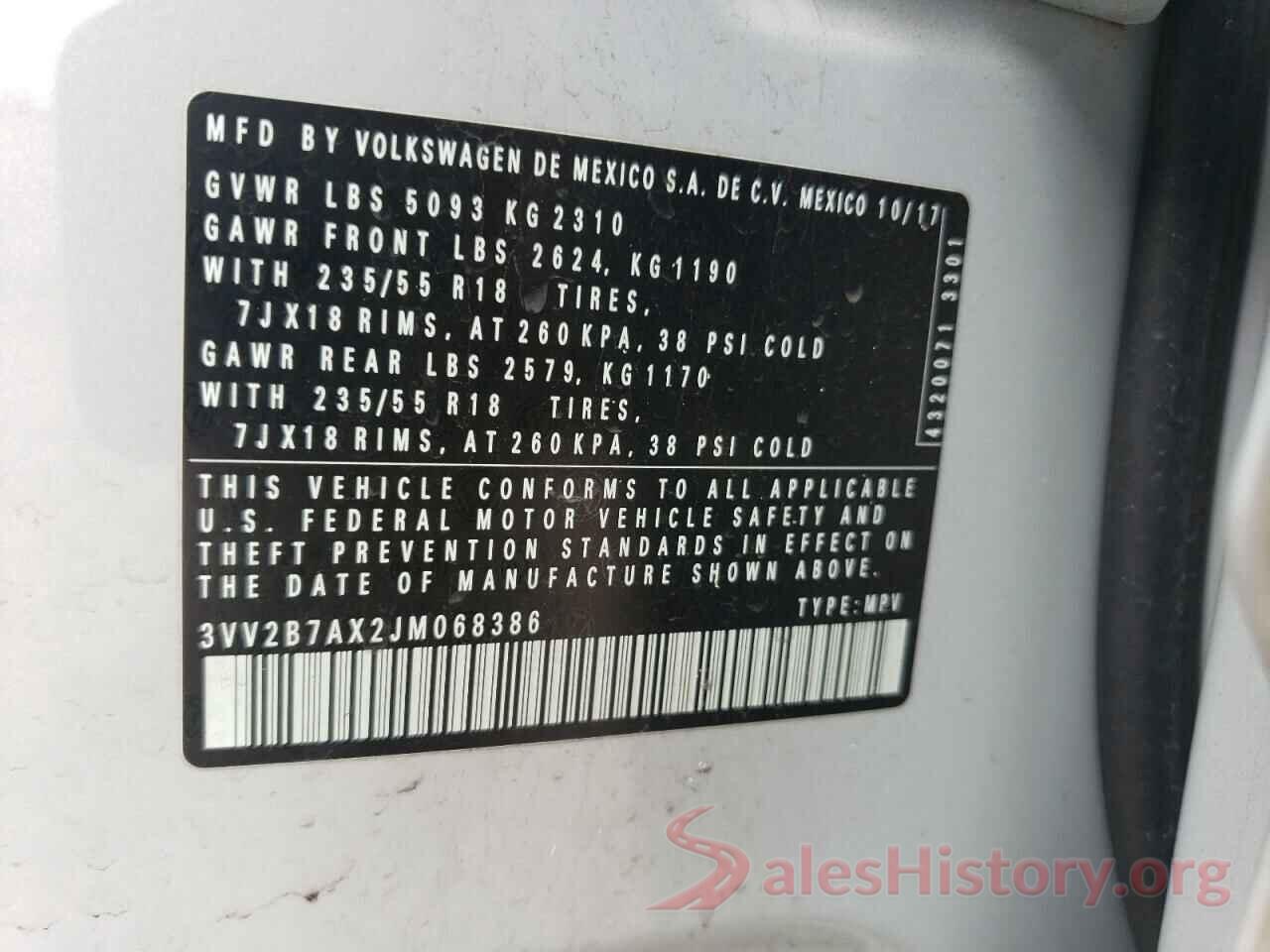 3VV2B7AX2JM068386 2018 VOLKSWAGEN TIGUAN