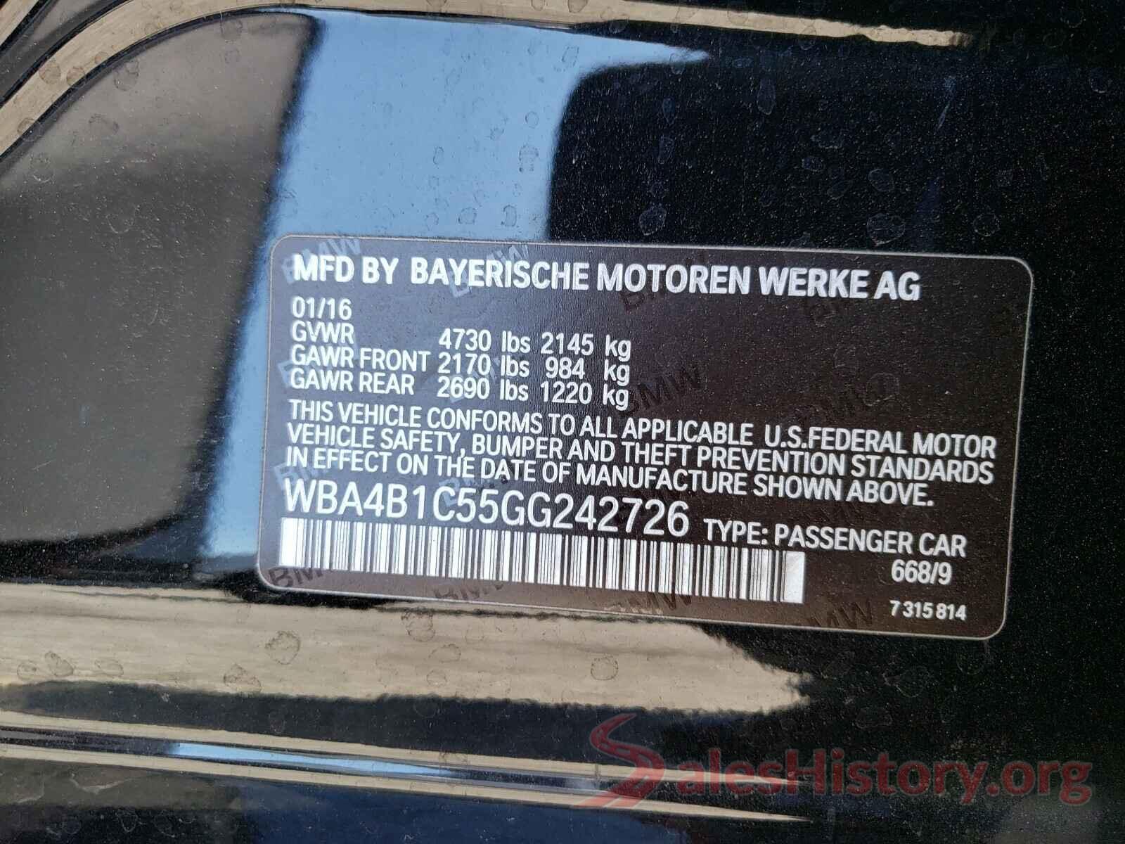 WBA4B1C55GG242726 2016 BMW 4 SERIES