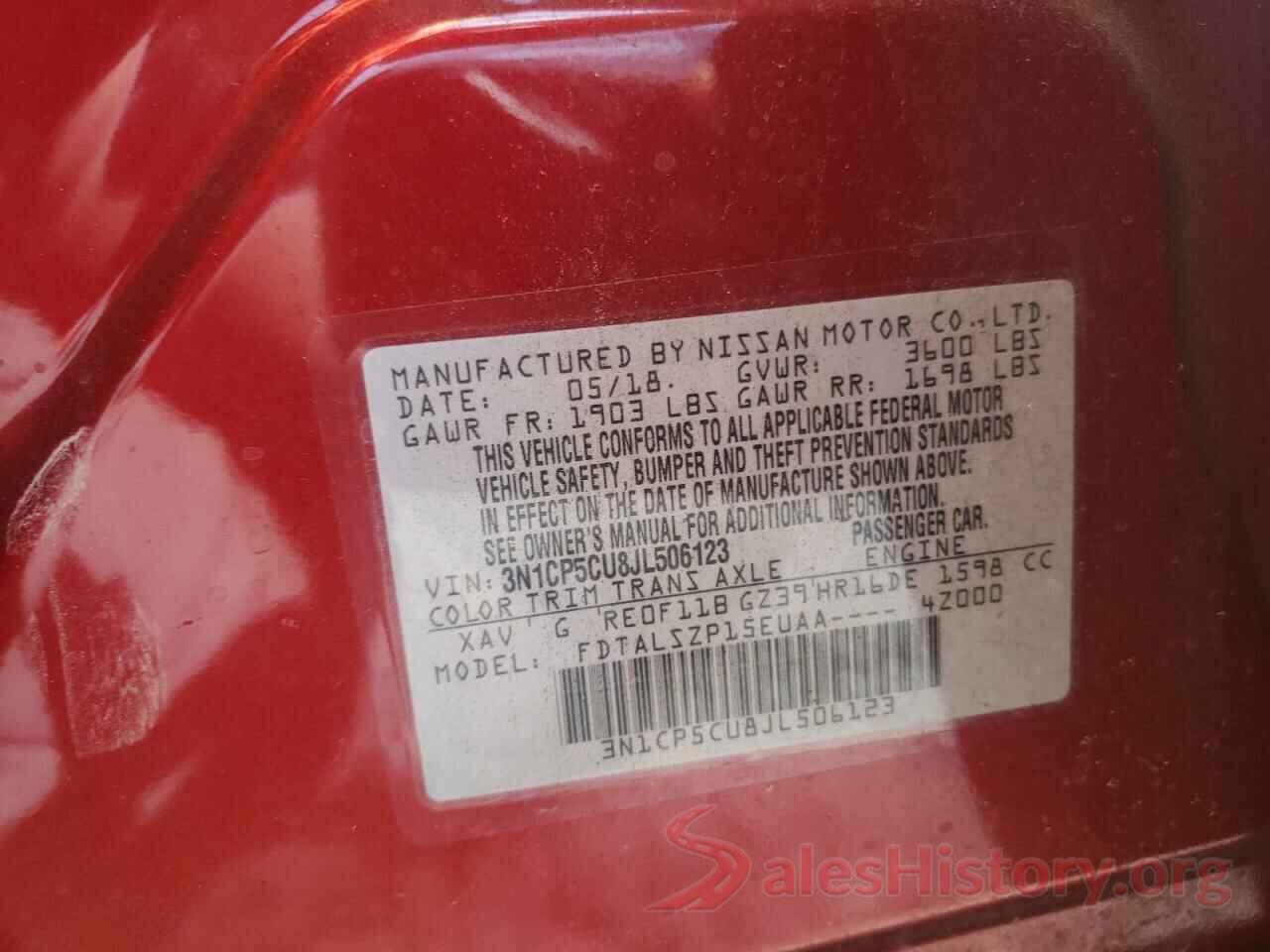 3N1CP5CU8JL506123 2018 NISSAN KICKS