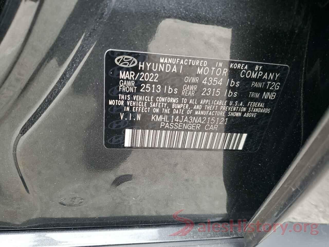 KMHL14JA3NA215121 2022 HYUNDAI SONATA