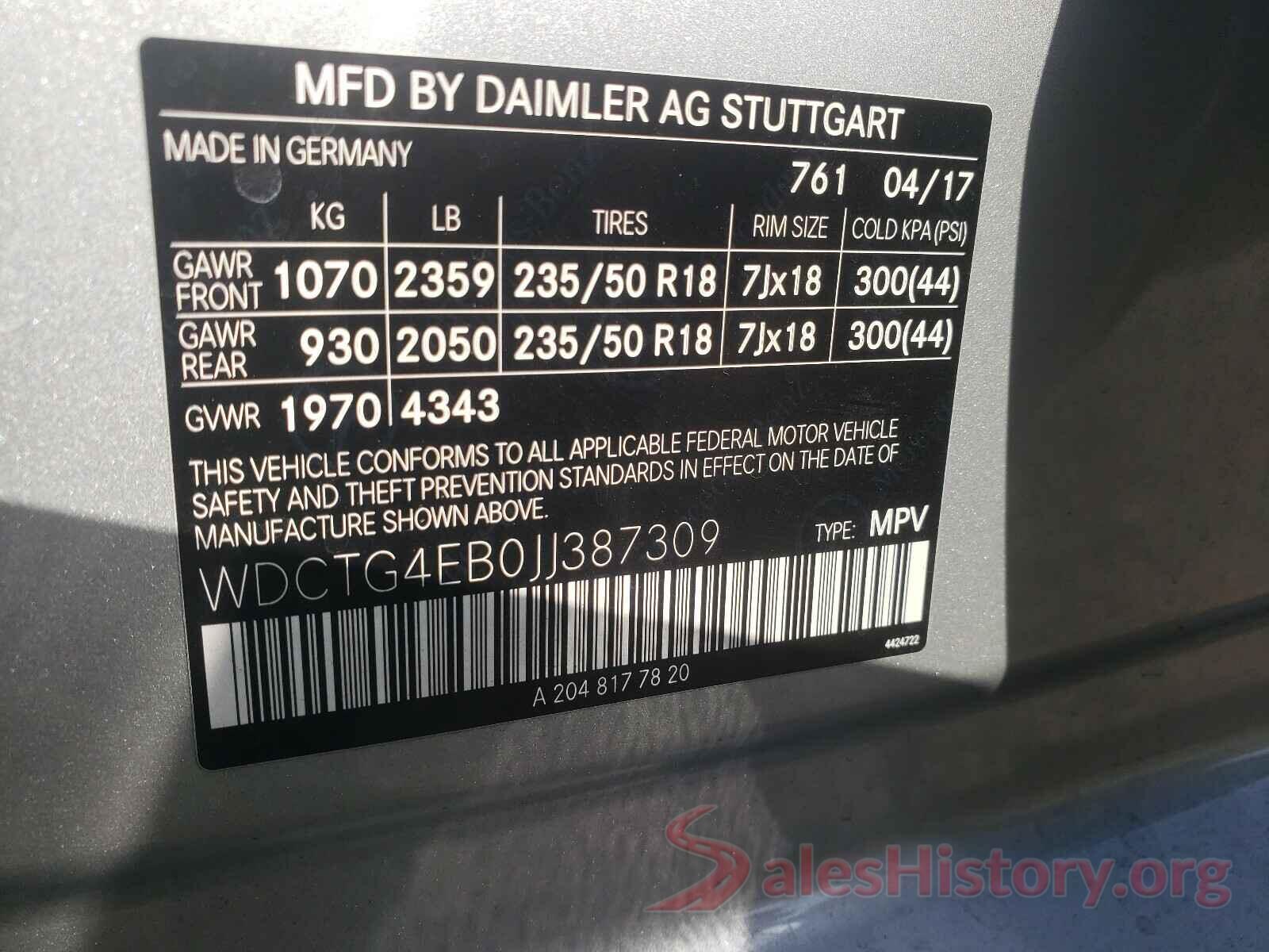 WDCTG4EB0JJ387309 2018 MERCEDES-BENZ G CLASS