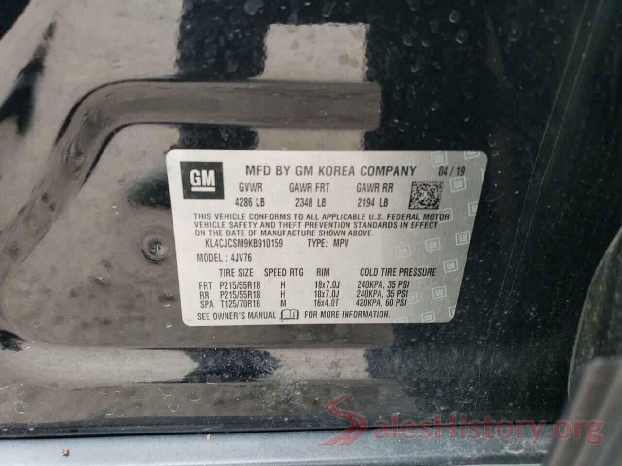 KL4CJCSM9KB910159 2019 BUICK ENCORE