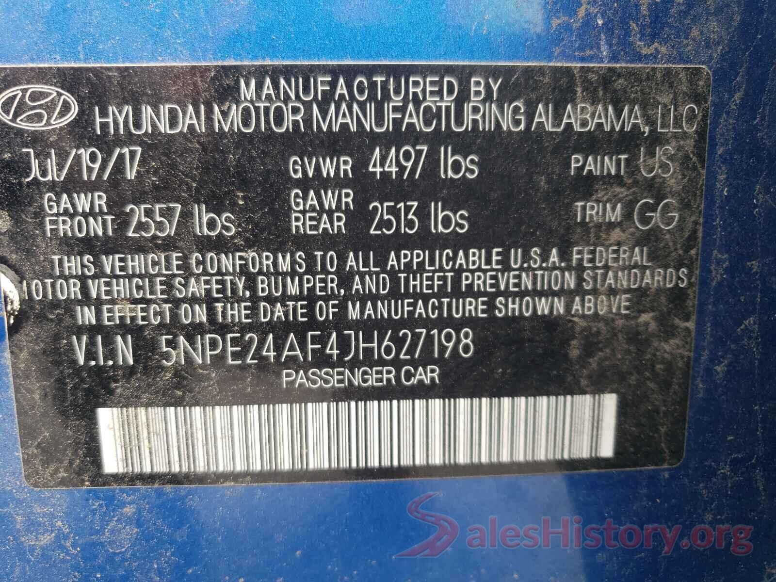 5NPE24AF4JH627198 2018 HYUNDAI SONATA