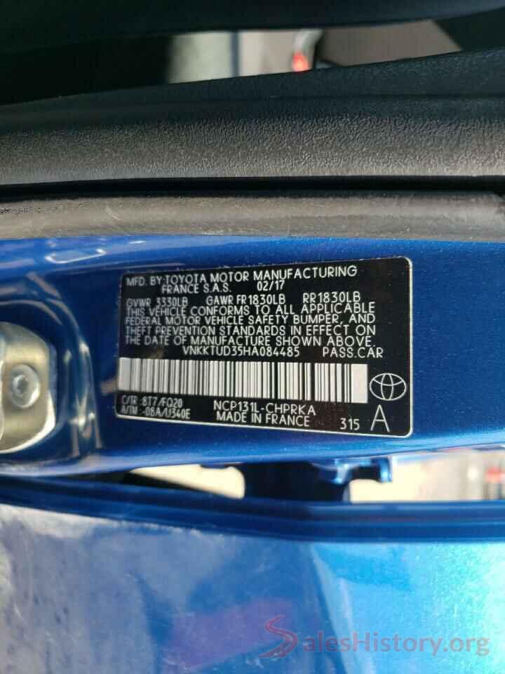 VNKKTUD35HA084485 2017 TOYOTA YARIS