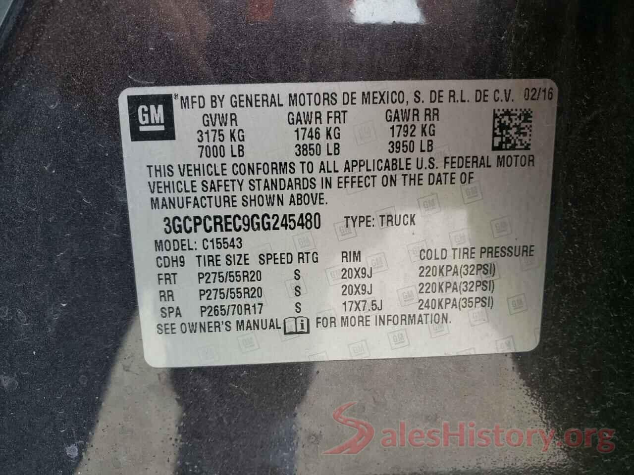 3GCPCREC9GG245480 2016 CHEVROLET SILVERADO