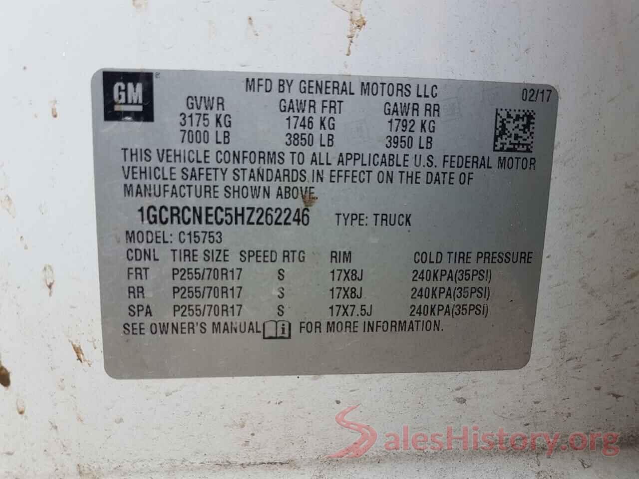 1GCRCNEC5HZ262246 2017 CHEVROLET SILVERADO