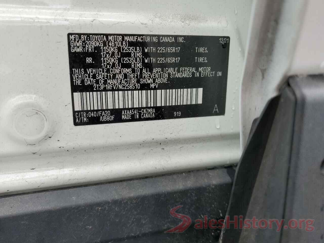 2T3P1RFV7NC258510 2022 TOYOTA RAV4