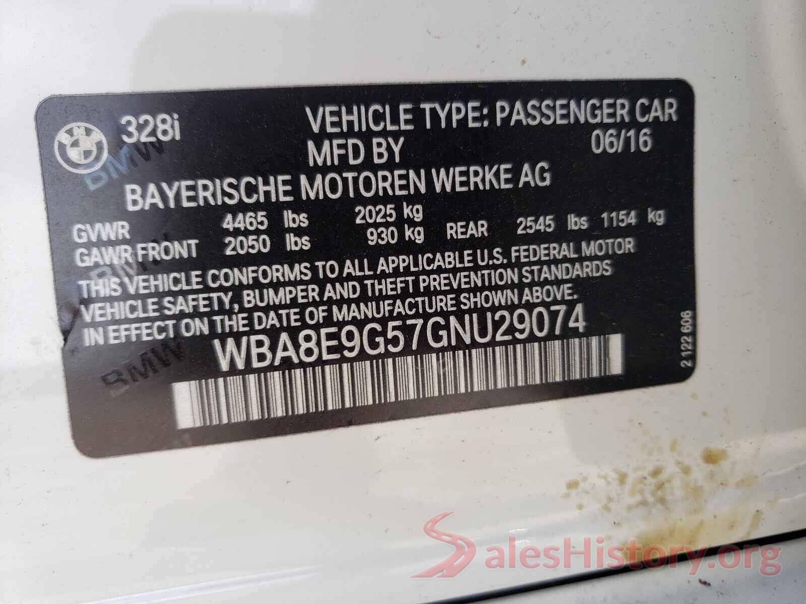 WBA8E9G57GNU29074 2016 BMW 3 SERIES