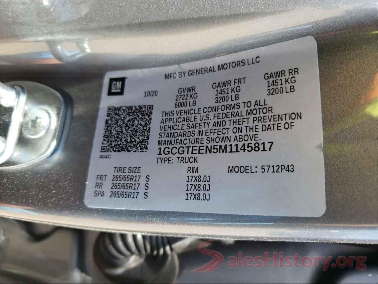 1GCGTEEN5M1145817 2021 CHEVROLET COLORADO