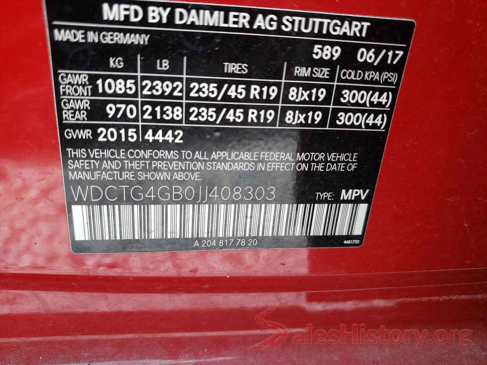 WDCTG4GB0JJ408303 2018 MERCEDES-BENZ G CLASS