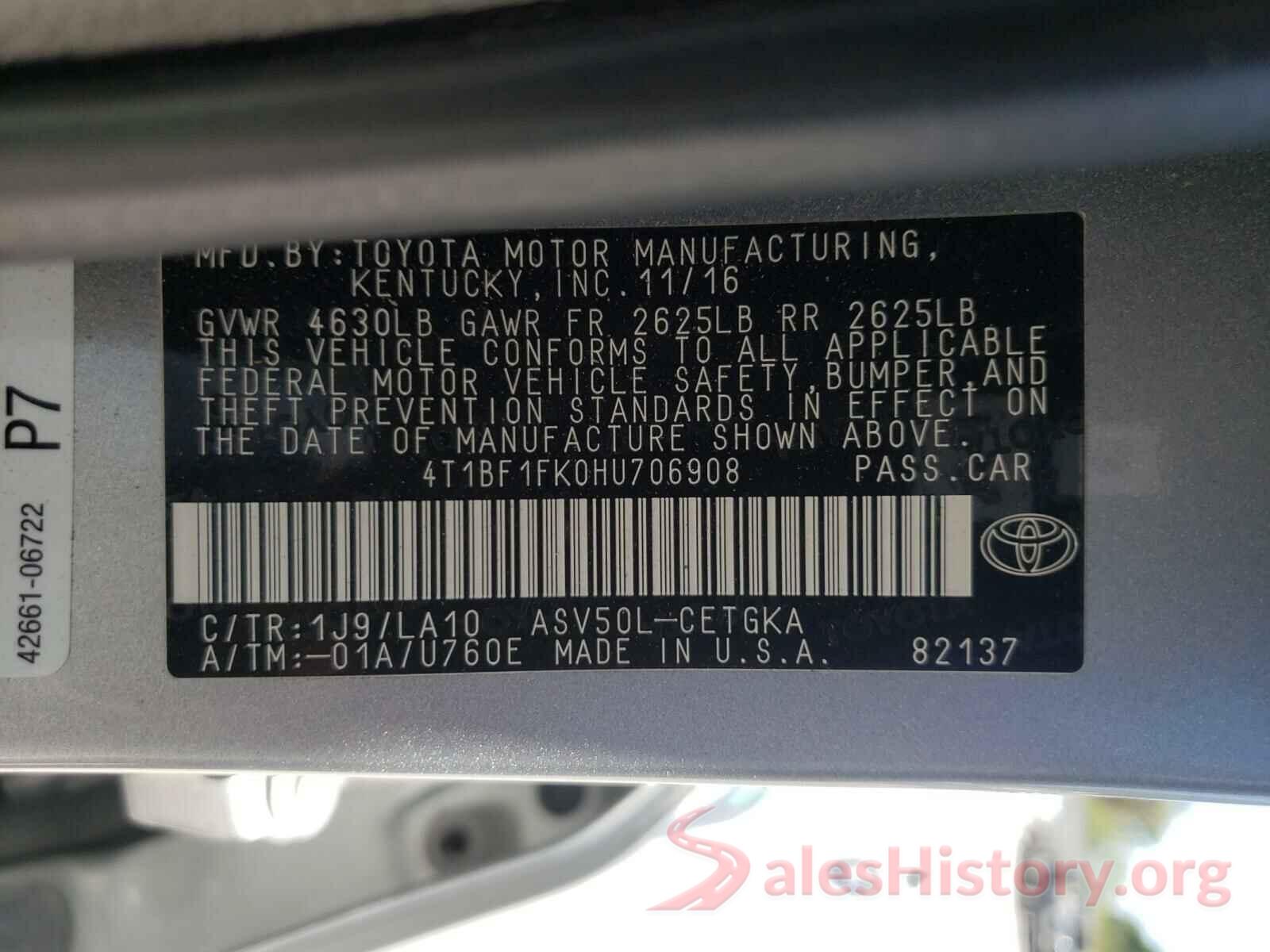 4T1BF1FK0HU706908 2017 TOYOTA CAMRY