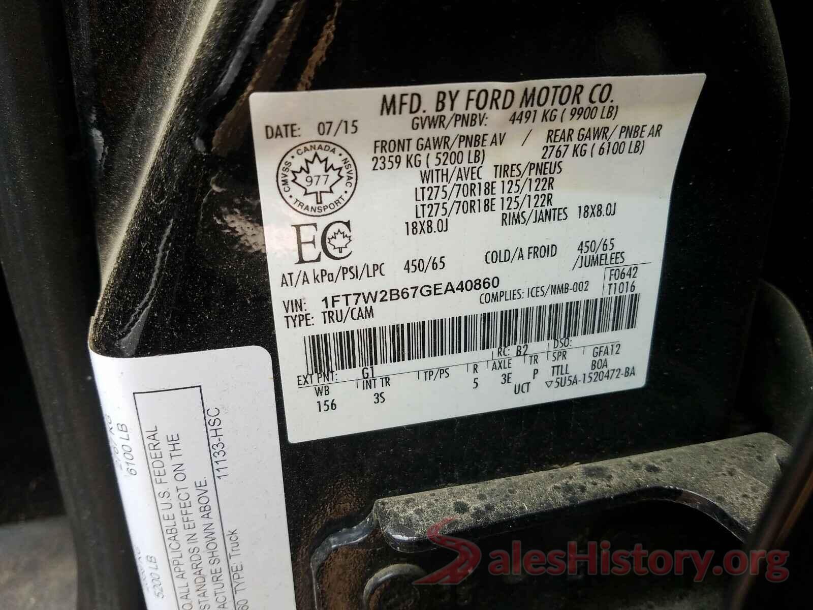 1FT7W2B67GEA40860 2016 FORD F250