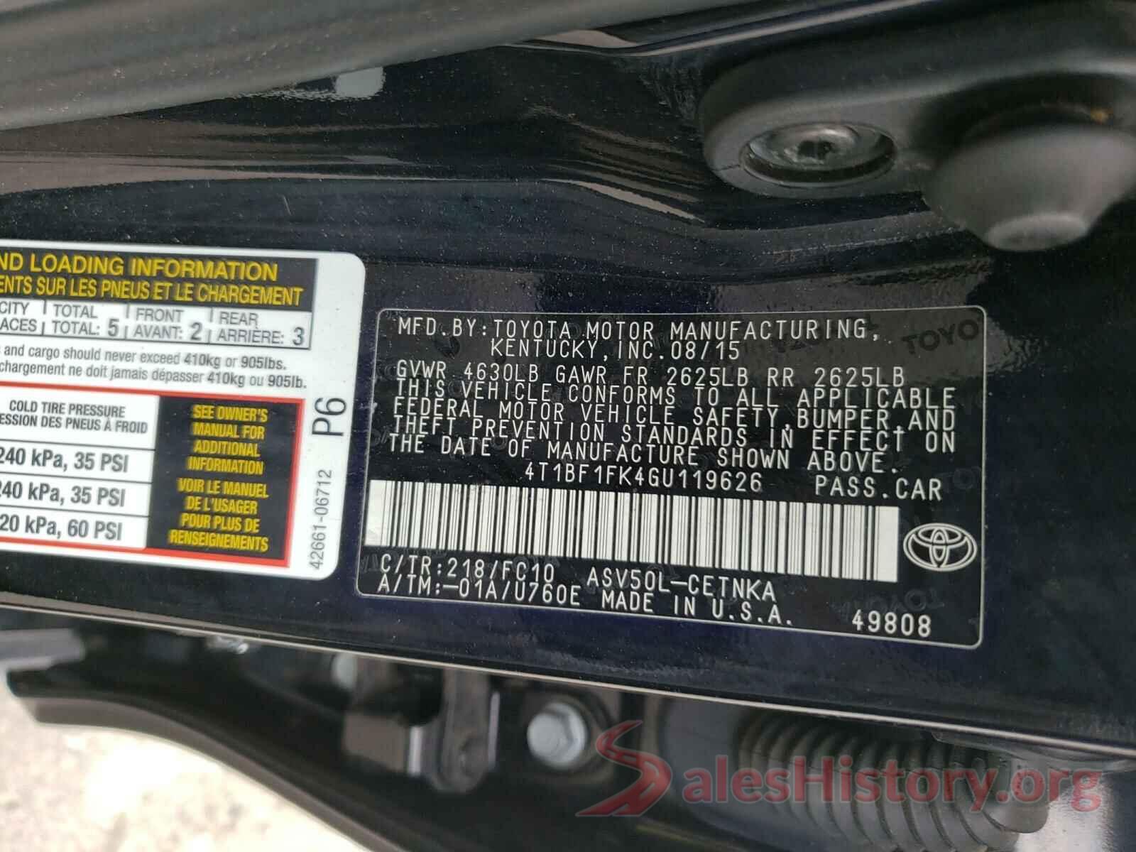 4T1BF1FK4GU119626 2016 TOYOTA CAMRY