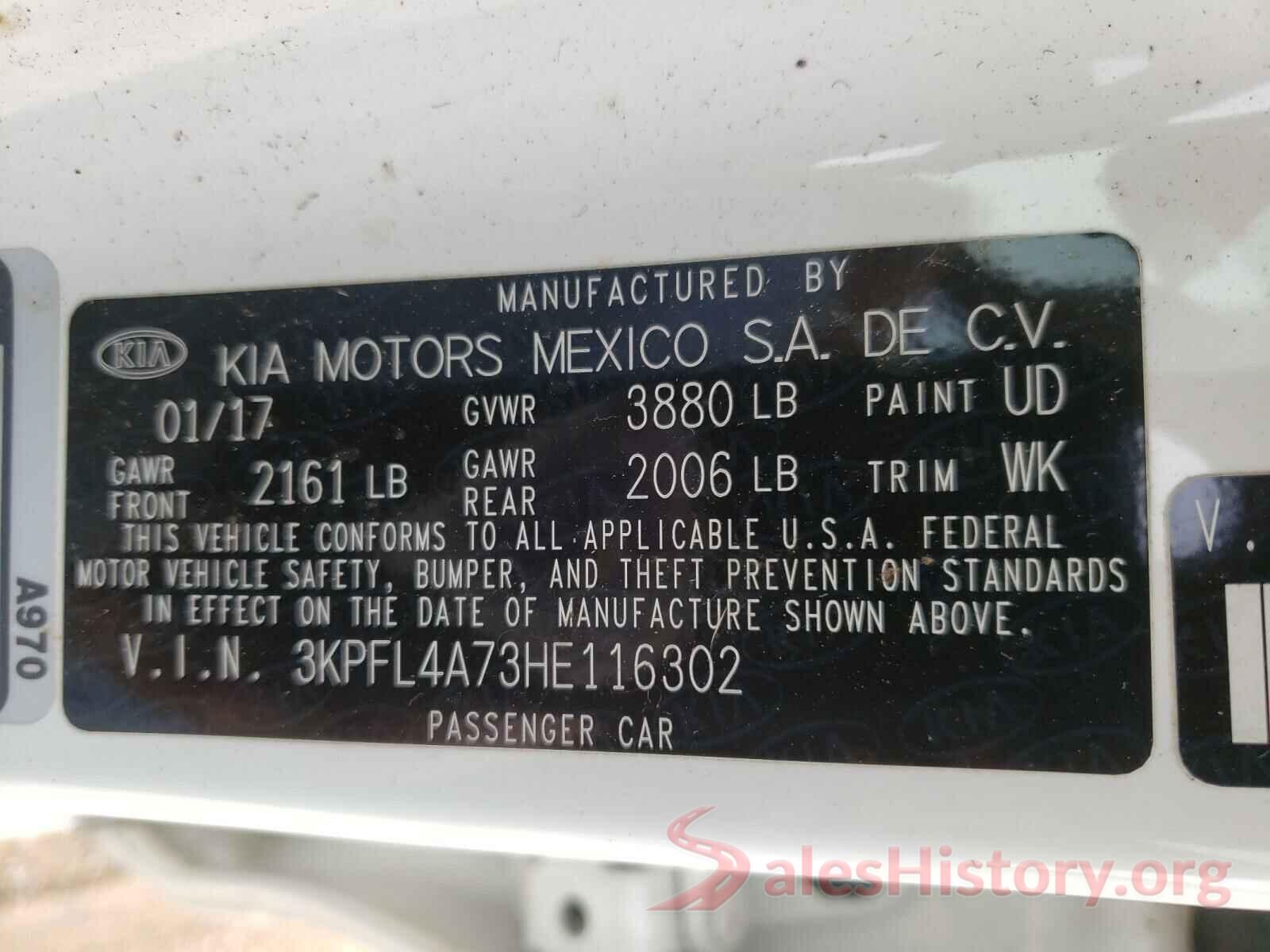 3KPFL4A73HE116302 2017 KIA FORTE