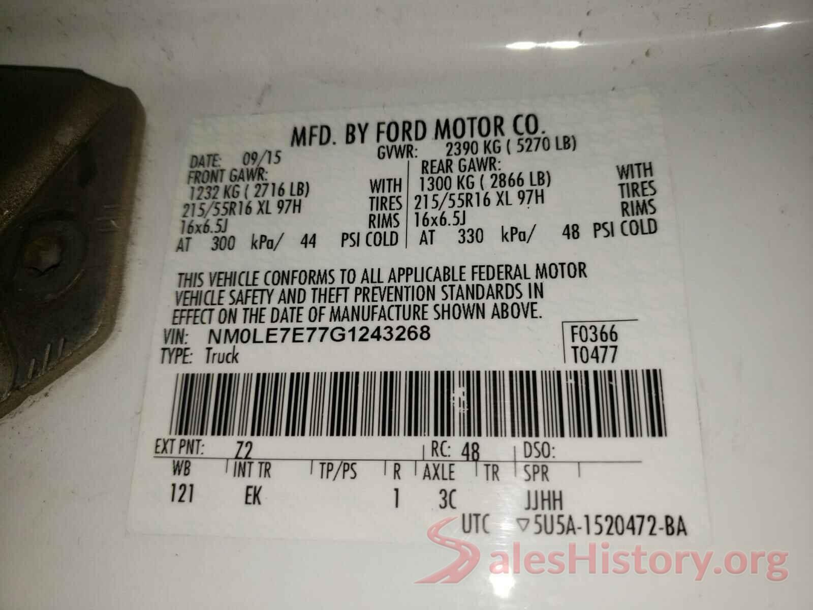 NM0LE7E77G1243268 2016 FORD TRANSIT CO