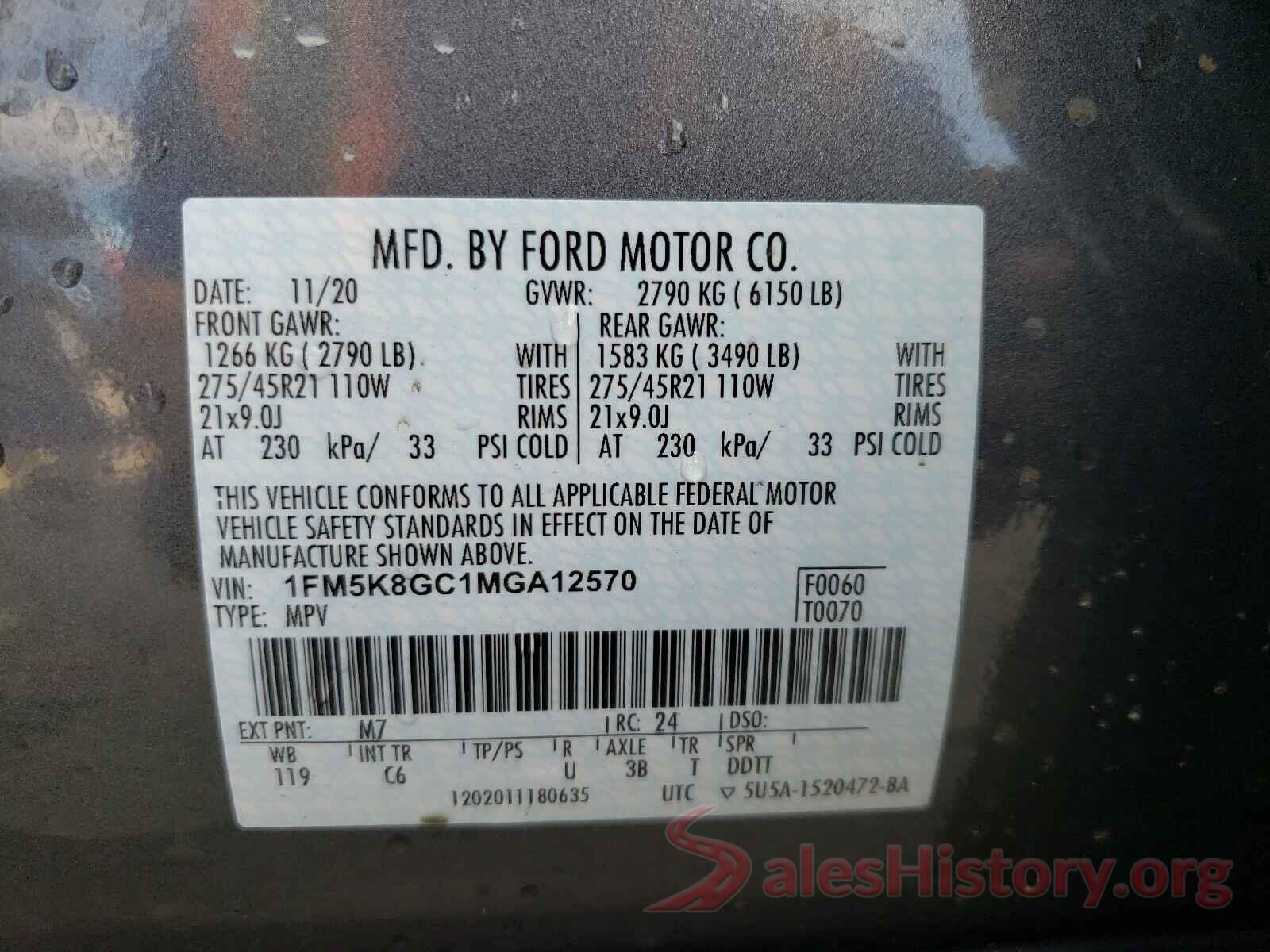 1FM5K8GC1MGA12570 2021 FORD EXPLORER