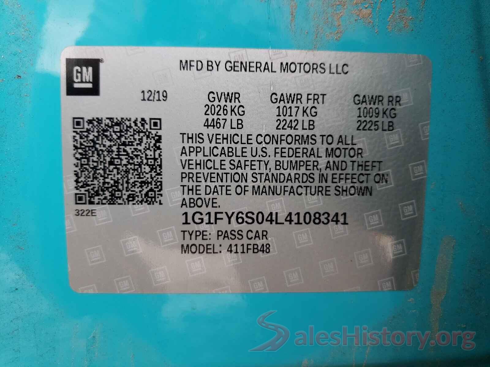 1G1FY6S04L4108341 2020 CHEVROLET BOLT