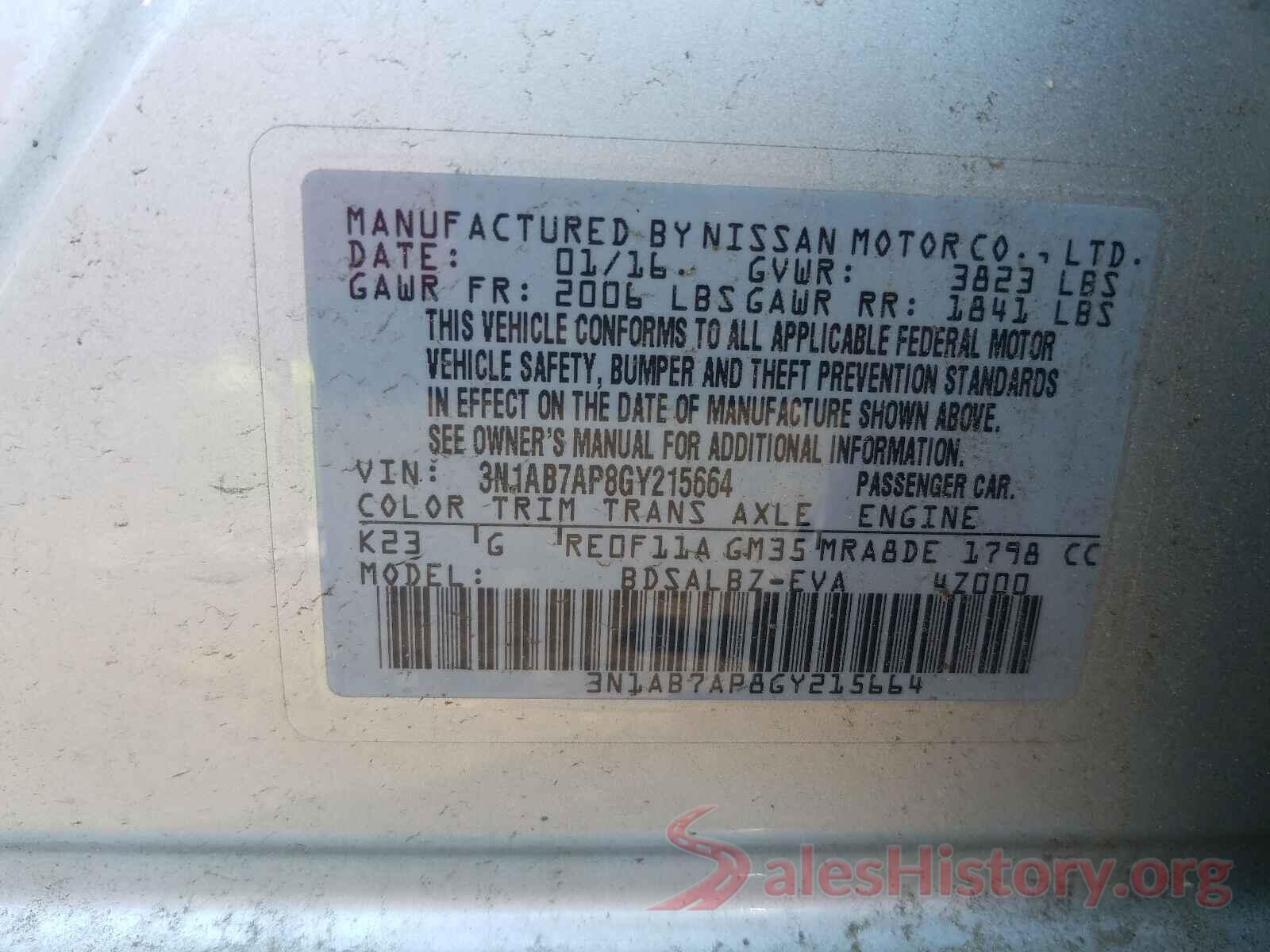 3N1AB7AP8GY215664 2016 NISSAN SENTRA