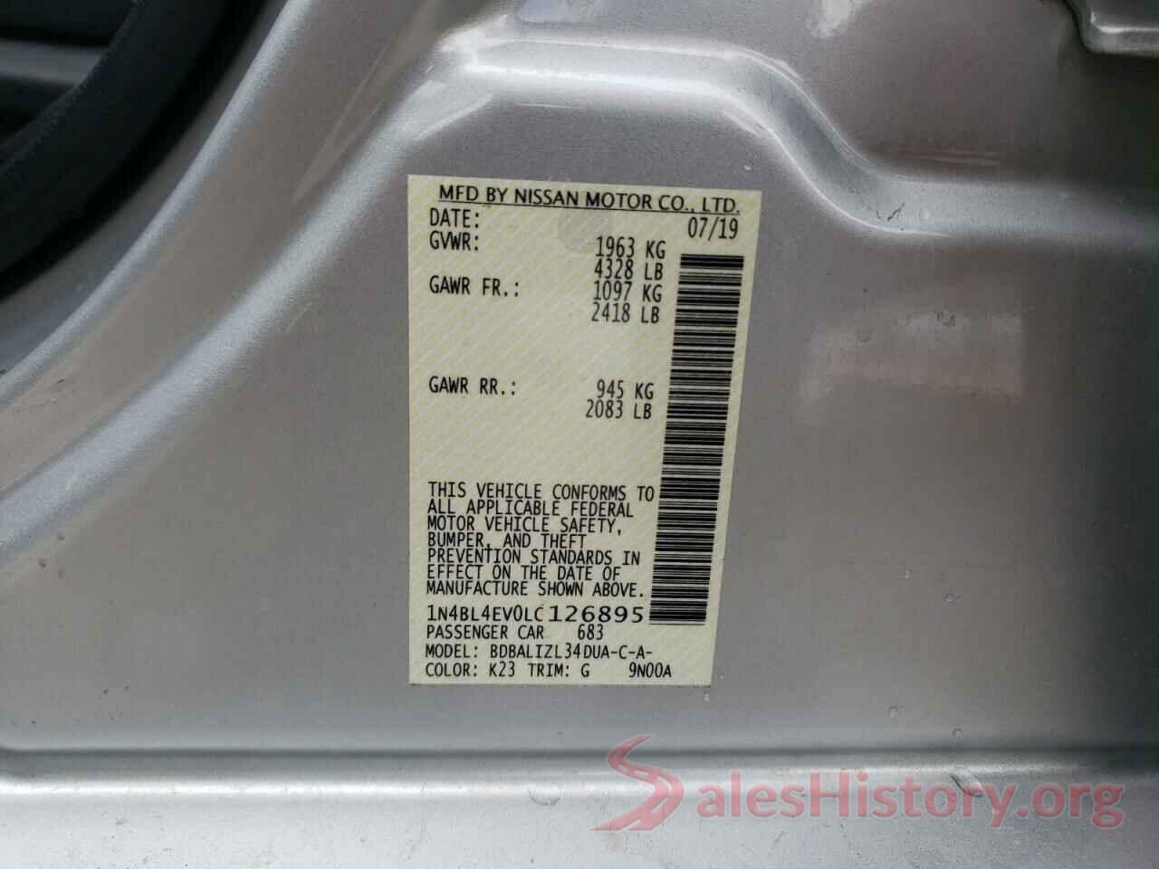 1N4BL4EV0LC126895 2020 NISSAN ALTIMA