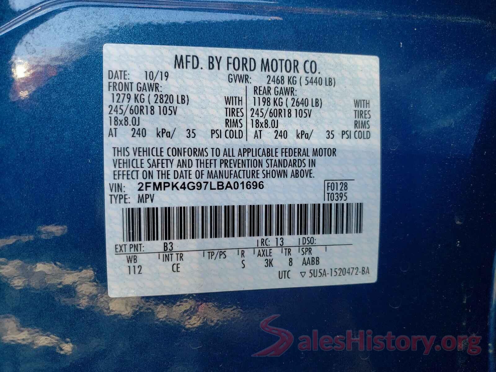 2FMPK4G97LBA01696 2020 FORD EDGE