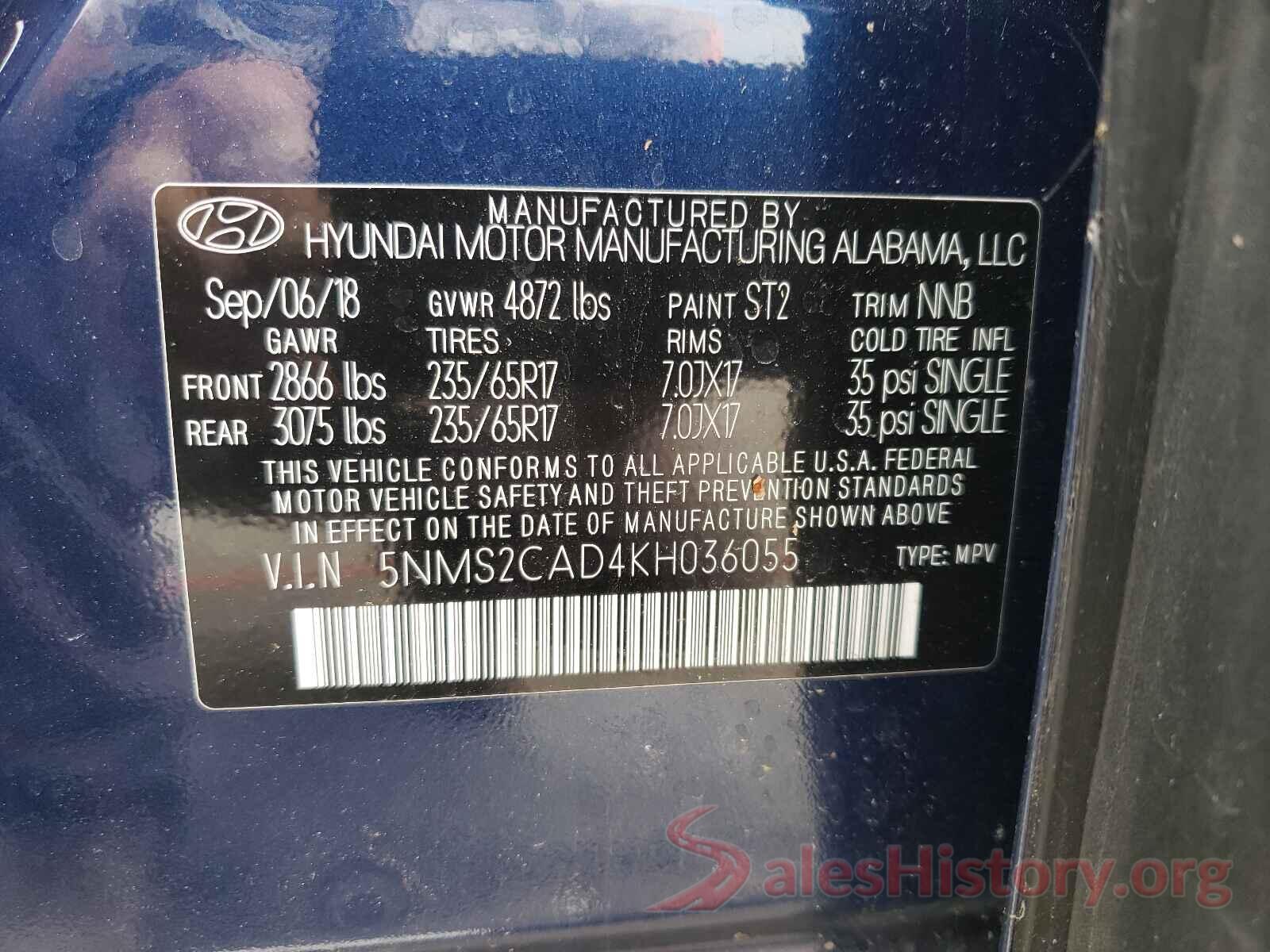 5NMS2CAD4KH036055 2019 HYUNDAI SANTA FE