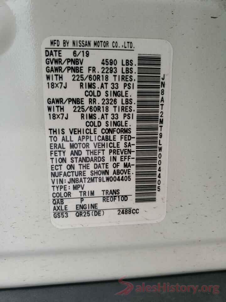 JN8AT2MT9LW004405 2020 NISSAN ROGUE