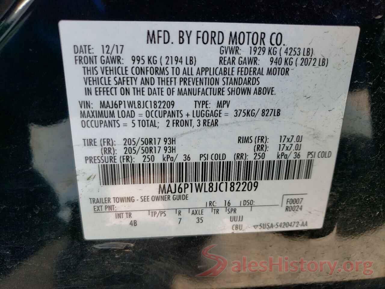 MAJ6P1WL8JC182209 2018 FORD ECOSPORT